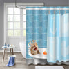 Smiling Cat Taking a Bath Shower Curtain - Blue