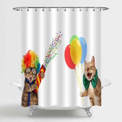 Cats Wearing Festive Costume Shower Curtain - Multicolor