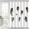 Cats Playing in Hole of White Paper Shower Curtain - Grey