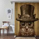 Steampunk Cat Shower Curtain - Brown