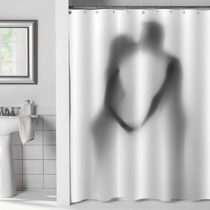 Love Couple Kiss Silhouette Shower Curtain - Grey