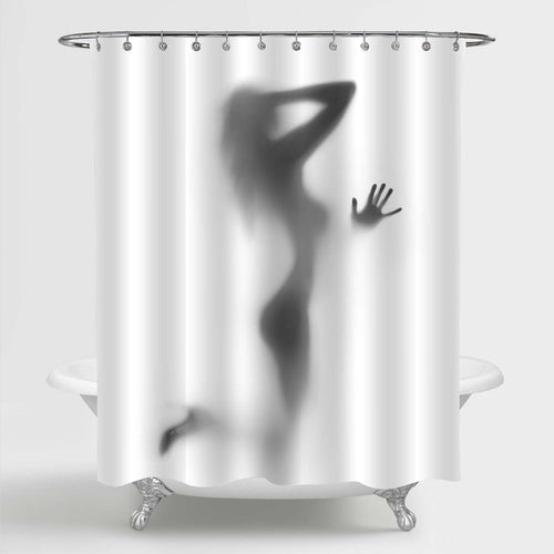 Mysterious Silhouette Sexy Woman Dance Shower Curtain - Grey