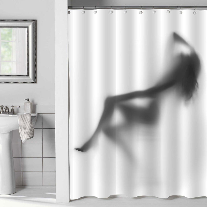 Sexy Naked Sitting Woman Shower Curtain - Grey
