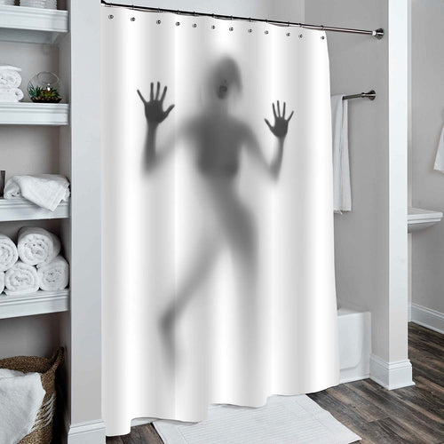 Sexy Woman Silhouette Blows Kiss Shower Curtain - Grey