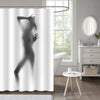 Sexy Woman Get Naked Body Shadow Shower Curtain - Grey
