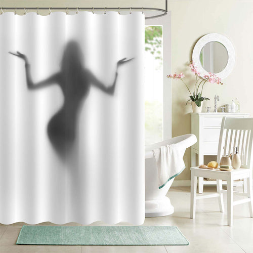 Dancer Lady Holds Her Hand Up Shower Curtain - Grey