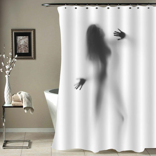 Mysterious Female Silhouette Naked Woman Shower Curtain - Grey