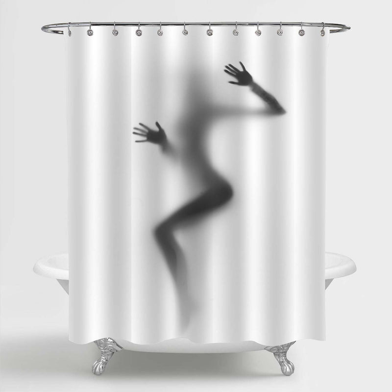 Diffuse Sexy Nude Woman Silhouette Shower Curtain - Grey