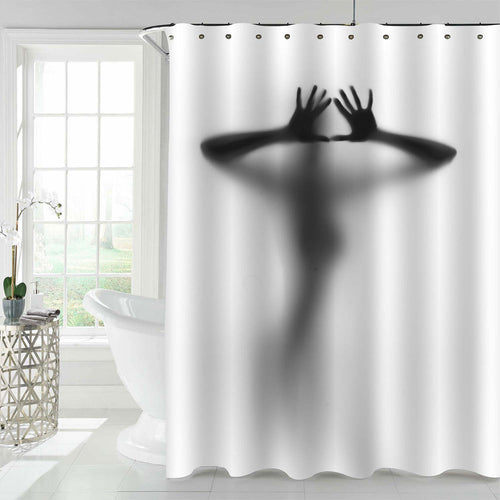 Diffuse Human Female Silhouette with Hands and Fingers Shower Curtain - Grey