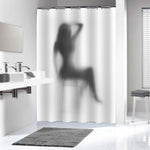 Elegant Woman Sits on Chair Silhouette Shower Curtain - Grey