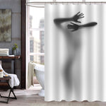 Mysterious Protecting Diffuse Silhouette of a Woman Shower Curtain - Grey