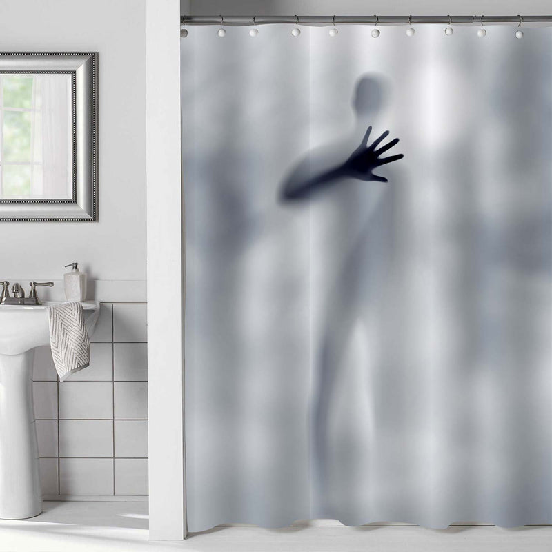 Blur Men Silhouette Asking for Help with Hand Horror Shower Curtain - Grey