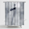 Blur Men Silhouette Asking for Help with Hand Horror Shower Curtain - Grey