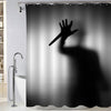 Dangerous Murderer with a Knife Behind the Frosted Glass Spooky Scene Shower Curtain - Black