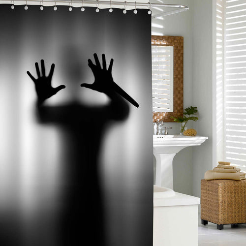 Murder Man with Knift in Hand Horror Scary Shower Curtain - Black