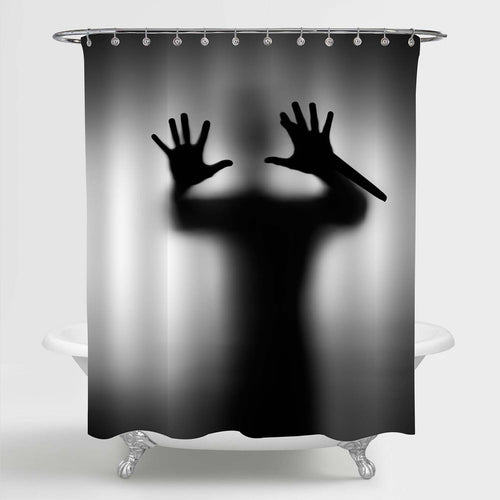 Murder Man with Knift in Hand Horror Scary Shower Curtain - Black