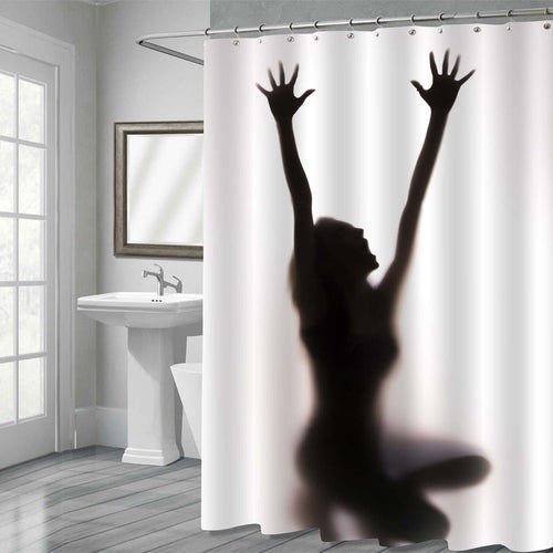 Sexy Naked Woman Scream Silhouette Shower Curtain - Black