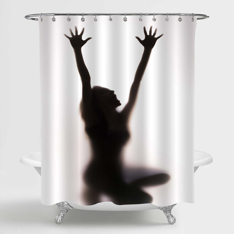 Sexy Naked Woman Scream Silhouette Shower Curtain - Black