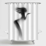 Sexy Slim Blowing Hair Woman Silhouette Shower Curtain - Grey