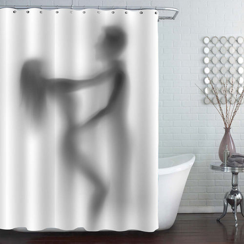 Mysterious Shadow Sexy Couple Lover Shower Curtain - Grey