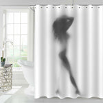 Woman with High Heel Shoes and Long Hair Shower Curtain - Grey