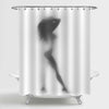 Woman with High Heel Shoes and Long Hair Shower Curtain - Grey
