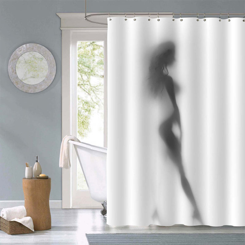 Flirty Hidden Lady Sexy Body Shadow Shower Curtain - Grey