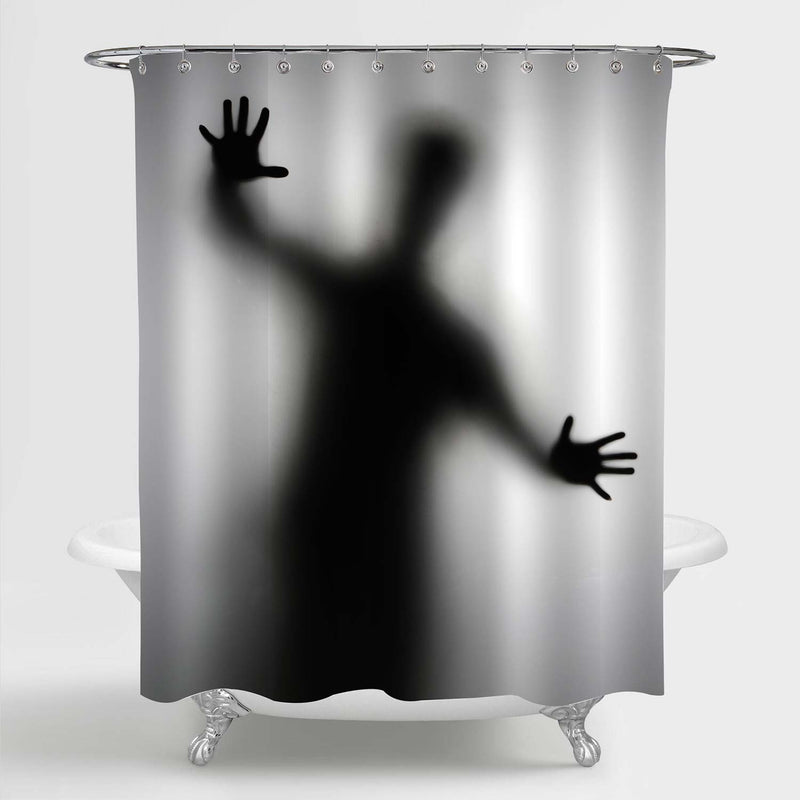 Abstract Male Hands Shadow Horror Shower Curtain - Black