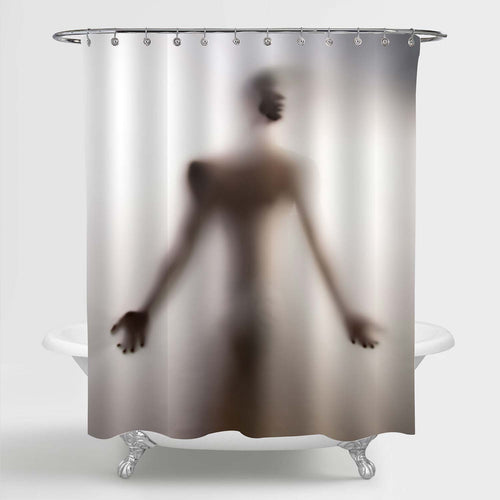 Blurry Silhouette Ghost Man Shower Curtain - Grey