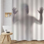 Naked Man Hand up Silhouette Shower Curtain - Grey