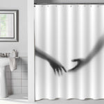 Romantic Female and Male Hand Silhouette Shower Curtain - Grey