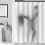 Naked Body Shadow Sex Love Couple Dance Shower Curtain - Grey
