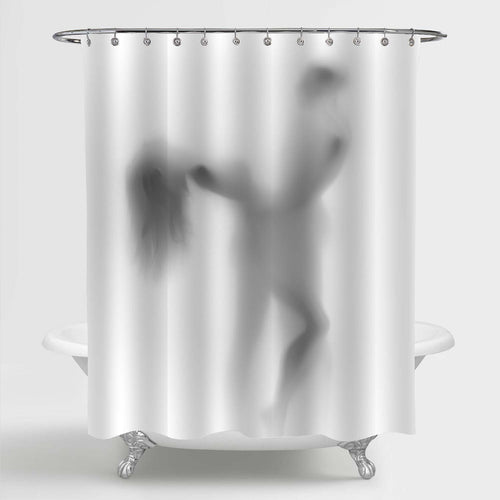 Naked Body Shadow Sex Love Couple Dance Shower Curtain - Grey