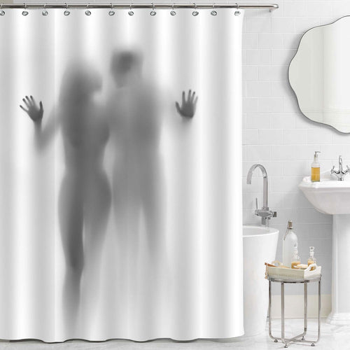 Naked Love Couple Body Shower Curtain - Grey