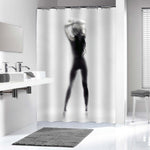 Erotic Silhouette of Get Naked Woman Shower Curtain - Black