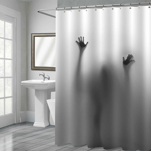 Spooky Spirit Hands Fingers and Blurry Body Silhouette Shower Curtain - Grey