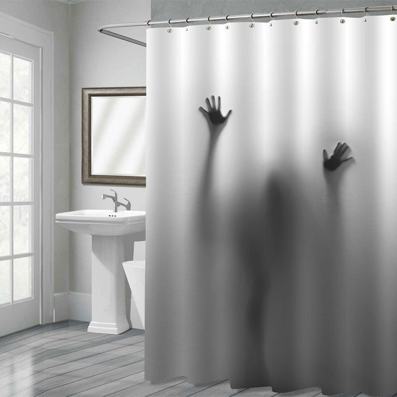 Spooky Spirit Hands Fingers and Blurry Body Silhouette Shower Curtain - Grey