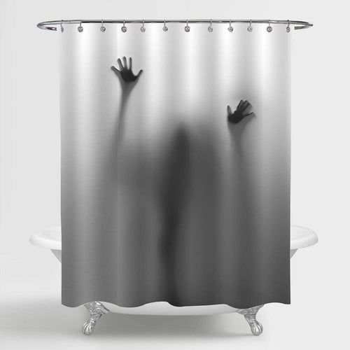 Spooky Spirit Hands Fingers and Blurry Body Silhouette Shower Curtain - Grey