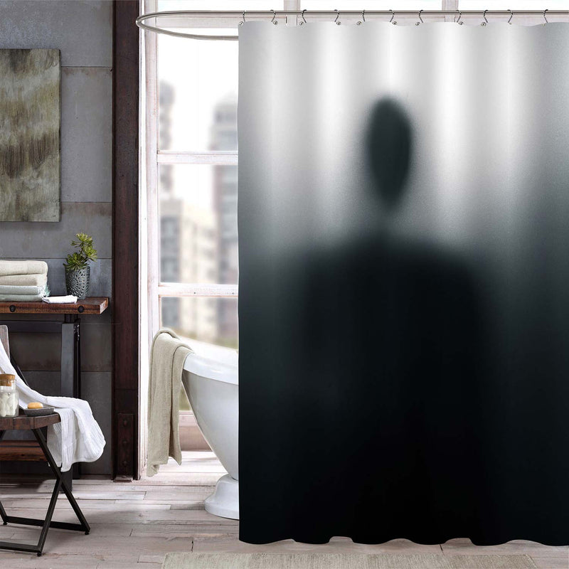 Abstract Alien Background Mystic Person Shadow Shower Curtain - Black