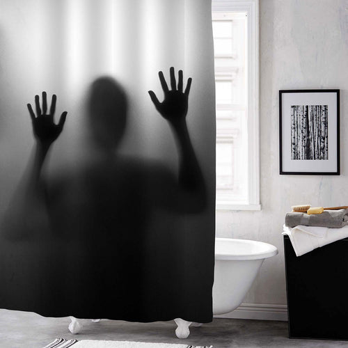 Mysterious Man Shadow Scary Shower Curtain - Black