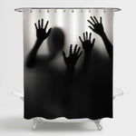 Blurry Shadow People Spooky Scene Shower Curtain - Black