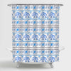 Vintage Indian Elephant with Geometrical Triangle Background Shower Curtain - Blue