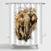 Watercolof African Elephant Shower Curtain - Brown