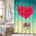 Elephant Flying with Balloons in the Sky Shower Curtain - Green Red