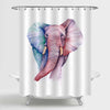 Watercolor Elephant Portrait Shower Curtain - Pink Blue