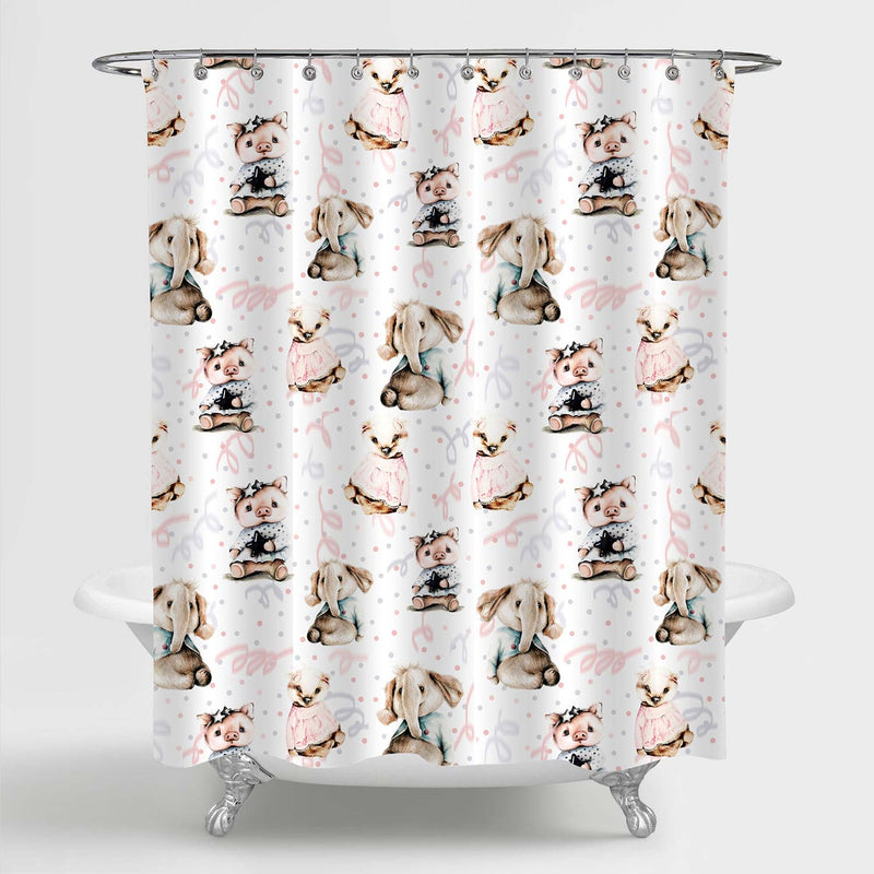 Elephant  Badger Pig Shower Curtain - Multicolor