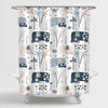 Mom and Baby Elephant with Palm Trees and Flowers Shower Curtain - Multicolor