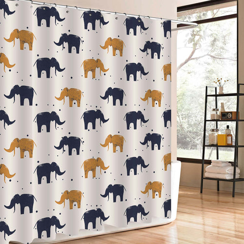 Hand Drawn Elephants Shower Curtain - Multicolor