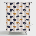 Hand Drawn Elephants Shower Curtain - Multicolor