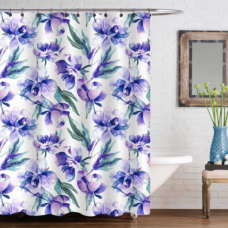 Vintage Watercolor Peonies Flowers Shower Curtain - Purple